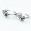 925 Sterling Silver Purple Stone Heart Adjustable Toe Ring | CZ Silver Bichiya for Women