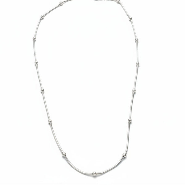 925 Sterling Silver Minimal Beaded Chain Necklace for Women | Elegant Everyday Silver Jewelry - Tavshan