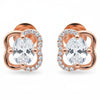 925 Sterling Silver Rose Gold Clover Stud Earrings with Cubic Zirconia | South Screw Back | Elegant Everyday Jewelry - Tavshan