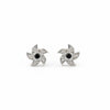925 Sterling Silver Pinwheel Stud Earrings with Black Onyx & Cubic Zirconia | South Screw Back | Everyday Elegant Jewelry - Tavshan