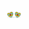 925 Sterling Silver Colorful Heart Stud Earrings with Enamel & Red Stone | South Screw Back | Everyday Cute Jewelry - Tavshan