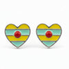925 Sterling Silver Colorful Heart Stud Earrings with Enamel & Red Stone | South Screw Back | Everyday Cute Jewelry - Tavshan