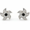 925 Sterling Silver Pinwheel Stud Earrings with Black Onyx & Cubic Zirconia | South Screw Back | Everyday Elegant Jewelry - Tavshan