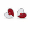 925 Sterling Silver Red & White Heart Stud Earrings with Enamel | South Screw Back | Cute Romantic Everyday Jewelry - Tavshan