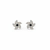 925 Sterling Silver Pinwheel Stud Earrings with Black Onyx & Cubic Zirconia | South Screw Back | Everyday Elegant Jewelry - Tavshan