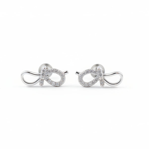 925 Sterling Silver Infinity Stud Earrings with Cubic Zirconia | South Screw Back | Minimal Everyday Jewelry - Tavshan