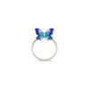 925 Sterling Silver Blue Enamel Butterfly Ring for Women & Girls