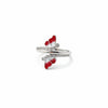 925 Sterling Silver Red Enamel Butterfly Open Ring with Cubic Zirconia – Adjustable Wrap Style