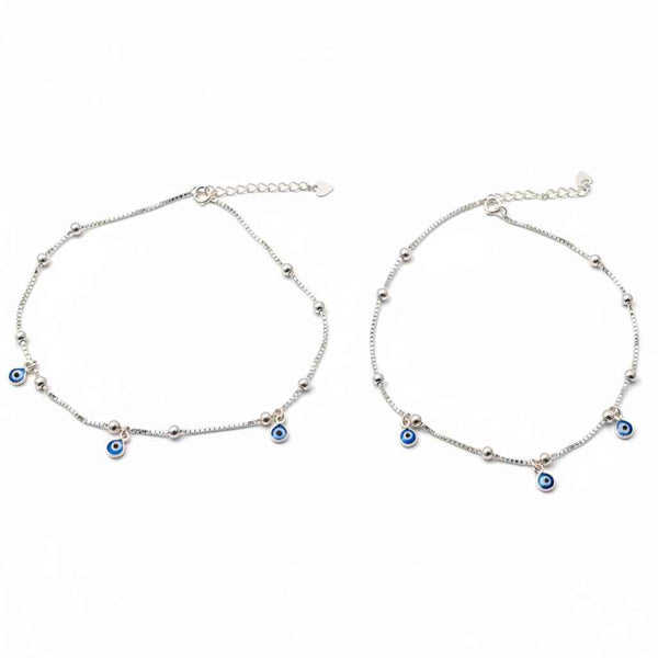 Evil Eye CharmRose Gold 925 Sterling Silver Anklet