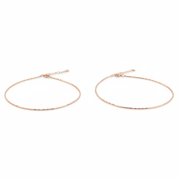 Rose Gold Textured Chain 925 Sterling Silver Anklet