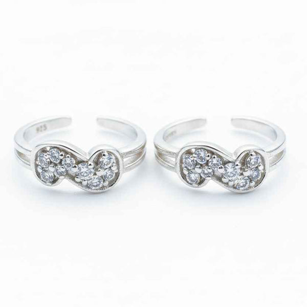 925 Sterling Silver Infinity CZ Toe Rings | Adjustable Bichiya Pair | Tavshan
