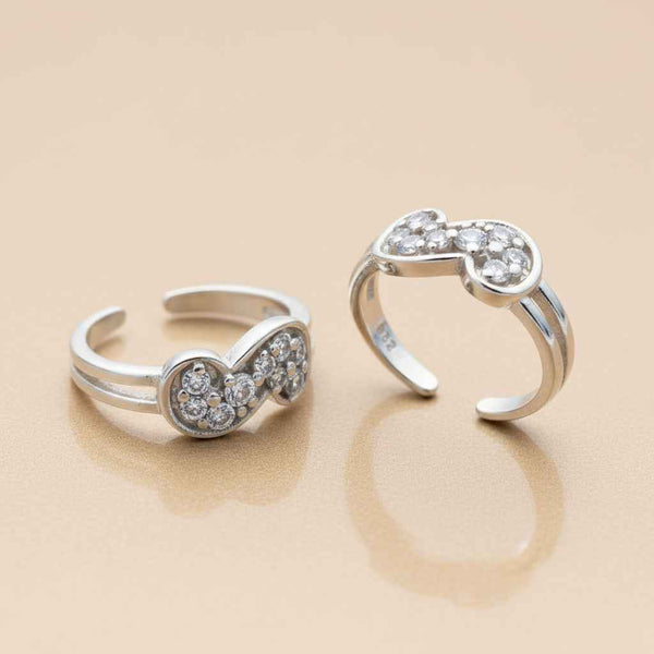 925 Sterling Silver Infinity CZ Toe Rings | Adjustable Bichiya Pair | Tavshan