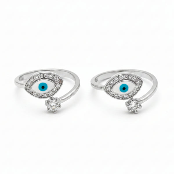925 Sterling Silver Evil Eye Toe Ring | BIS Hallmarked CZ adjustable Bichiya Pair