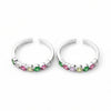 925 Sterling Silver Rainbow Multicolour CZ Toe Ring | BIS HallmarkedAdjustable Bichiya