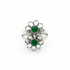 925 Sterling Silver Oxidised Floral Toe Ring with Green Stone | BIS Hallmarkedadjustable Bichiya Pair