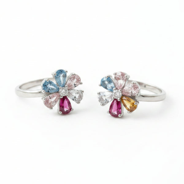 925 Sterling Silver Colour Stone Toe Ring | BIS Hallmarked adjustable Bichiya