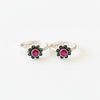 925 Sterling Silver Oxidised Floral Toe Ring with Ruby Stone | BIS Hallmarked adjustable Bichiya Pair