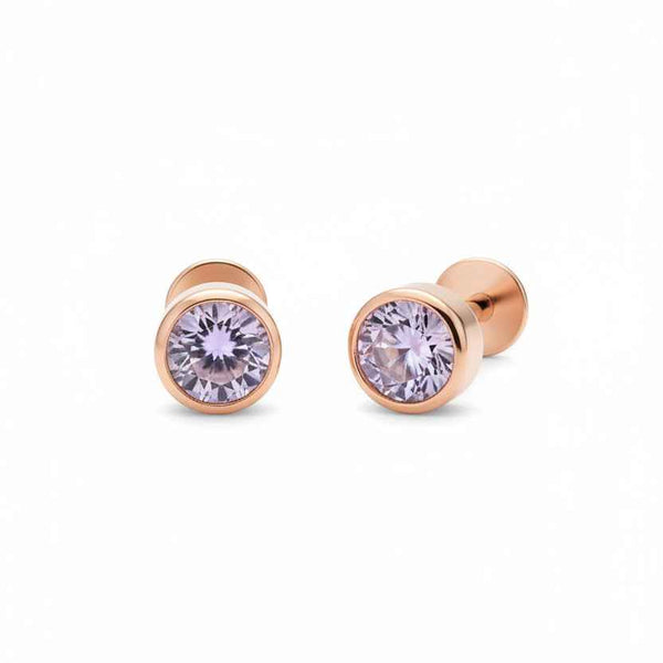 CZ Solitaire Earrings | Pure 925 Silver Rose Gold Finish BIS Hallmarked | Tavshan
