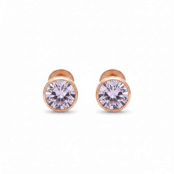 CZ Solitaire Earrings | Pure 925 Silver Rose Gold Finish BIS Hallmarked | Tavshan