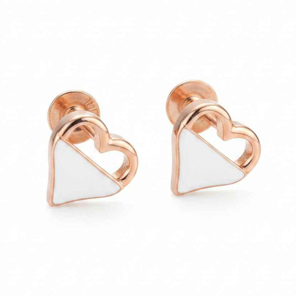 Mother of Pearl Heart Earrings | Pure 925 Silver Rose Gold Finish BIS Hallmarked | Tavshan