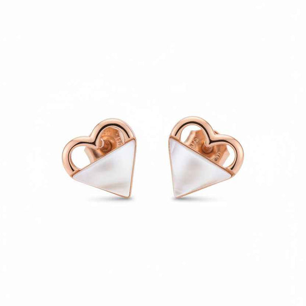 Mother of Pearl Heart Earrings | Pure 925 Silver Rose Gold Finish BIS Hallmarked | Tavshan