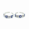 925 Sterling Silver Evil Eye CZ Toe Rings | Blue Nazar Bichiya Pair | Tavshan