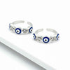 925 Sterling Silver Evil Eye CZ Toe Rings | Blue Nazar Bichiya Pair | Tavshan