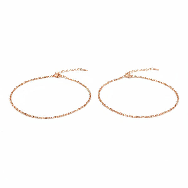Rose Gold Cable Chain Anklet| 925 Sterling Silver Payal