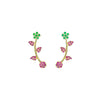 Dual Tone Pink & Green Floral Vine Ear Cuff / Bluetooth Earring – Gold Plated 925 Sterling Silver