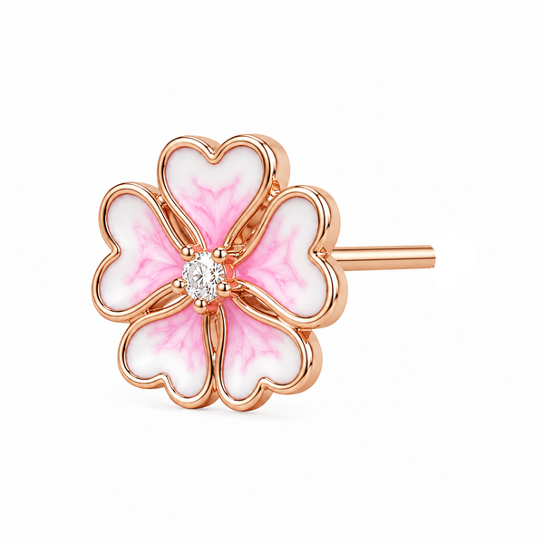 Pure 925 Silver Pink Blossom CZ Studs | Pure 925 Silver Rose Gold Finish BIS Hallmarked | Tavshan