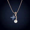 Blue CZ Pearl Necklace - Clean Studio on Midnight Navy