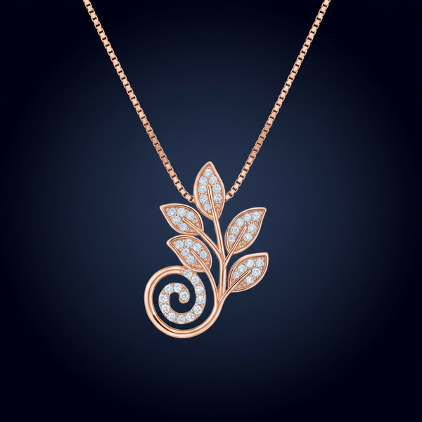 Botanical Leaf Necklace - Midnight Navy No Sparkle