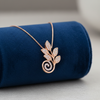 Botanical Leaf Necklace - Navy Velvet Jewelry Roll