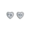 925 Sterling Silver Heart-Shaped CZ Halo Stud Earrings