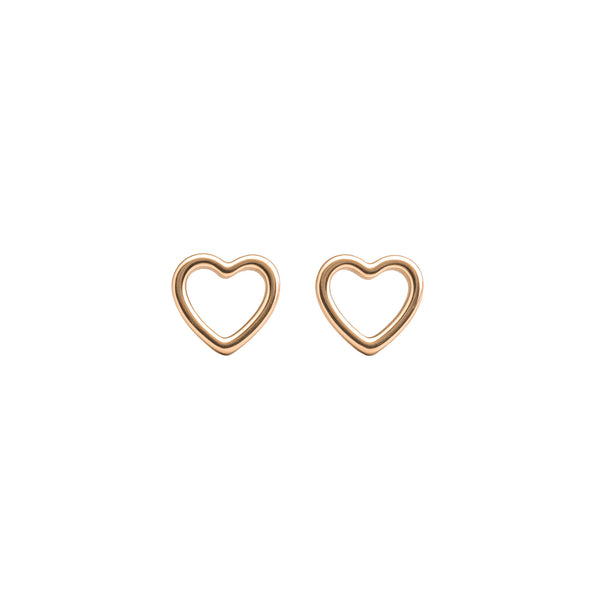 925 Sterling Silver Open Heart Rose Gold Stud Earrings