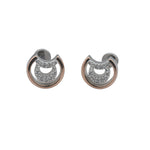 Pure 925 Silver Blue & White CZ Geometric Stud Earrings