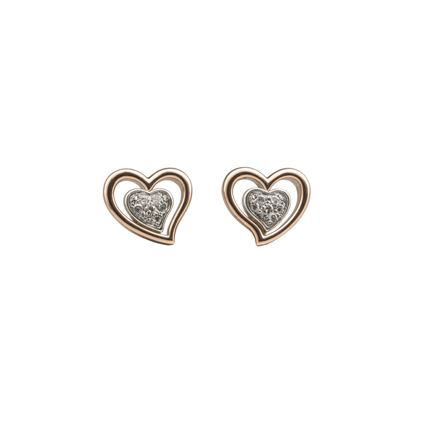925 Sterling Silver Dual Heart Stud Earrings