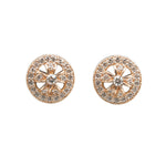 925 Sterling Silver CZ Round Floral Stud Earrings