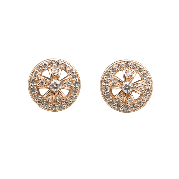 925 Sterling Silver CZ Round Floral Stud Earrings