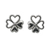 925 Sterling Silver Four-Leaf Clover Heart Stud Earrings