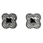 925 Sterling Silver Clover CZ Halo Stud Earrings