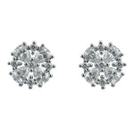 925 Sterling Silver Cluster Floral CZ Stud Earrings