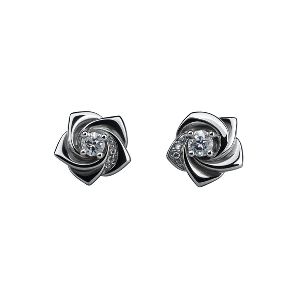 925 Sterling Silver Rose CZ Stud Earrings