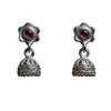 925 Sterling Silver Red Stone Jhumka Earrings