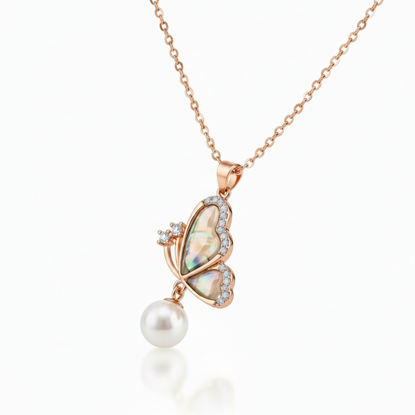 Butterfly Pearl Necklace – 45 Degree