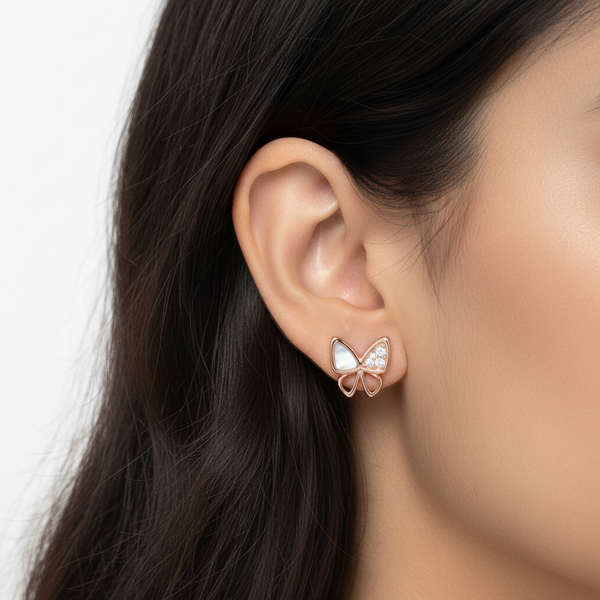 Butterfly Studs – On Model Ear