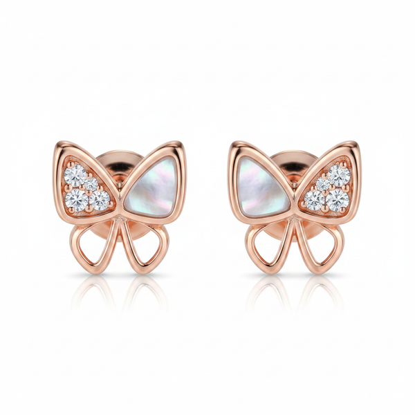 Butterfly Studs – Rose Gold Clean