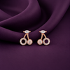 CZ Cherry Stud Earrings | Pure 925 Silver Rose Gold Finish BIS Hallmarked | Tavshan