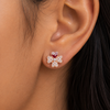 Pure 925 Silver Clover Heart Enamel Studs | Pure 925 Silver Rose Gold Finish BIS Hallmarked | Tavshan