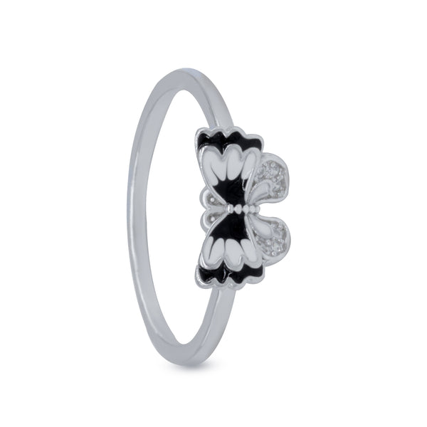 Monochrome Butterfly Ring – Rhodium Plated 925 Sterling Silver